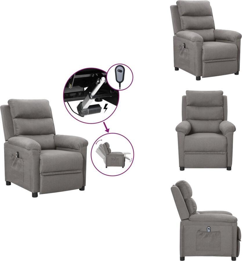 VidaXL Fauteuil Fauteuils Leunstoel Armstoel Fauteuil elektrisch verstelbaar stof lichtgrijs - Foto 2