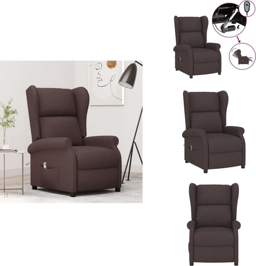 VidaXL Verstelbare Leunstoel Armstoel Donkerbruin 73 x 95 x 103 cm Elektromotor Fauteuil