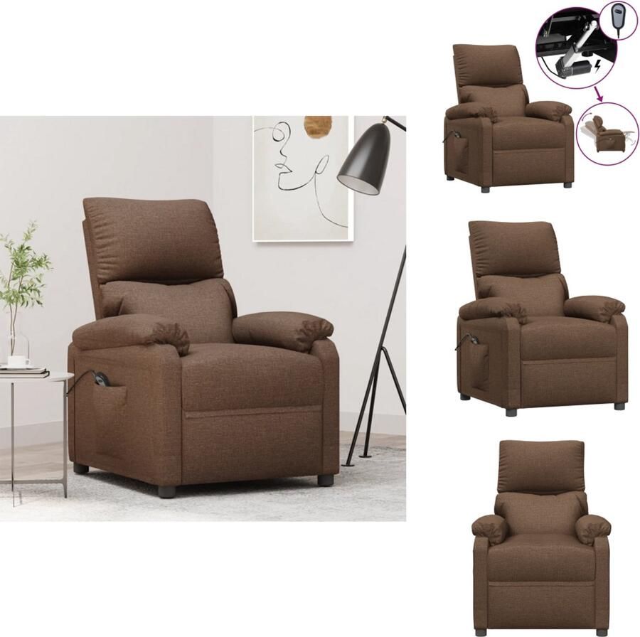 VidaXL Fauteuil Fauteuils Leunstoel Armstoel Fauteuil verstelbaar elektrisch stof bruin - Foto 2