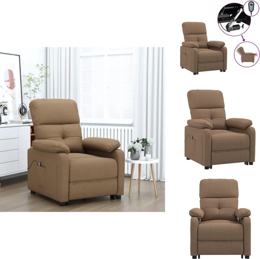 VidaXL Fauteuil Fauteuils Leunstoel Armstoel Fauteuil verstelbaar elektrisch stof bruin