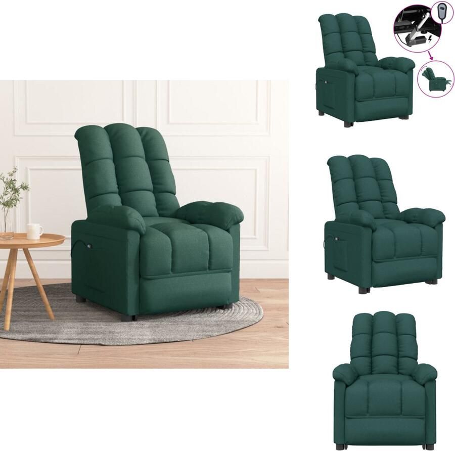 VidaXL Fauteuil Fauteuils Leunstoel Armstoel Fauteuil verstelbaar elektrisch stof donkergroen