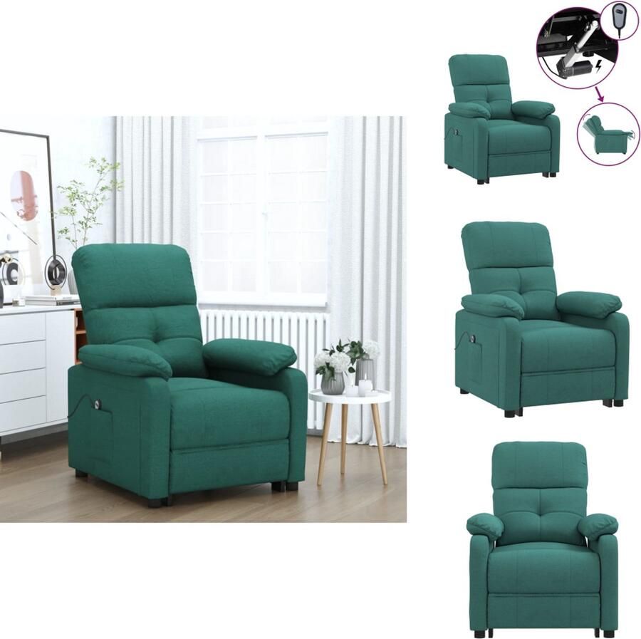 VidaXL Fauteuil Fauteuils Leunstoel Armstoel Fauteuil verstelbaar elektrisch stof donkergroen