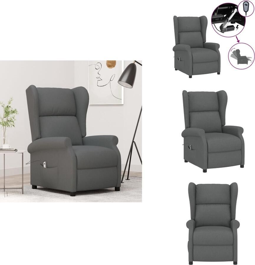 VidaXL Fauteuil Fauteuils Leunstoel Armstoel Fauteuil verstelbaar elektrisch stof donkergrijs