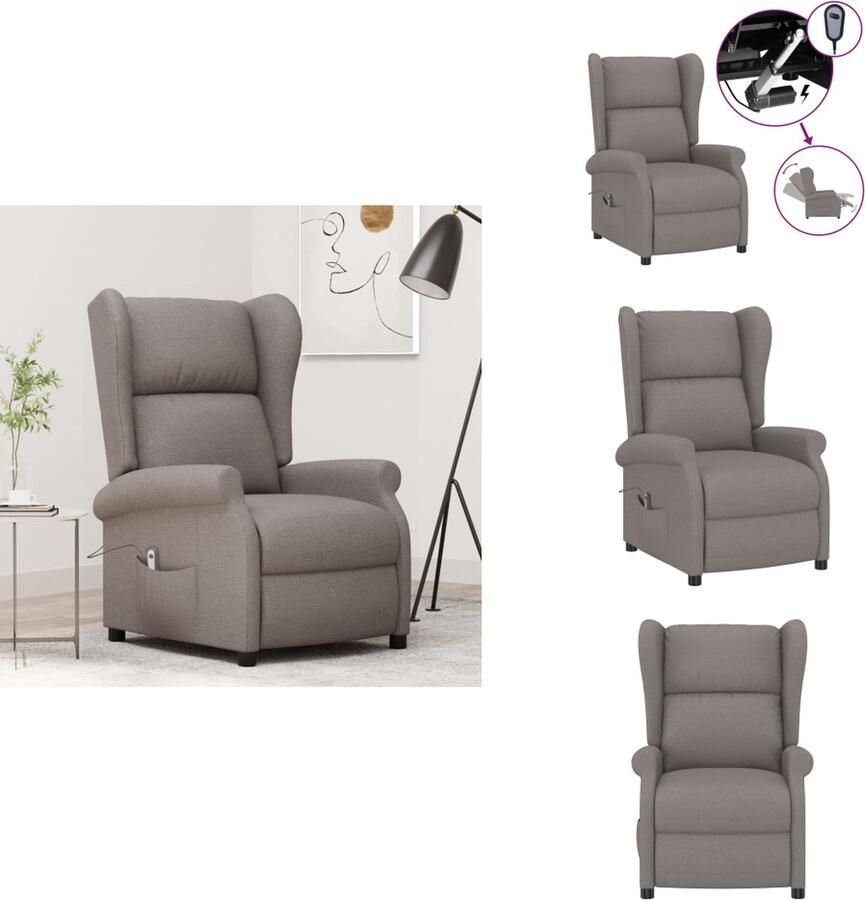 VidaXL Fauteuil Fauteuils Leunstoel Armstoel Fauteuil verstelbaar elektrisch stof taupe