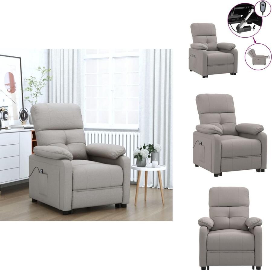 VidaXL Fauteuil Fauteuils Leunstoel Armstoel Fauteuil verstelbaar elektrisch stof taupe