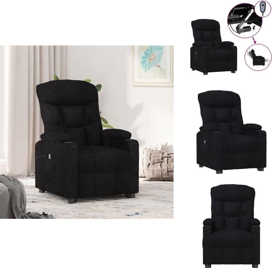 VidaXL Fauteuil Fauteuils Leunstoel Armstoel Fauteuil verstelbaar elektrisch stof zwart - Foto 2