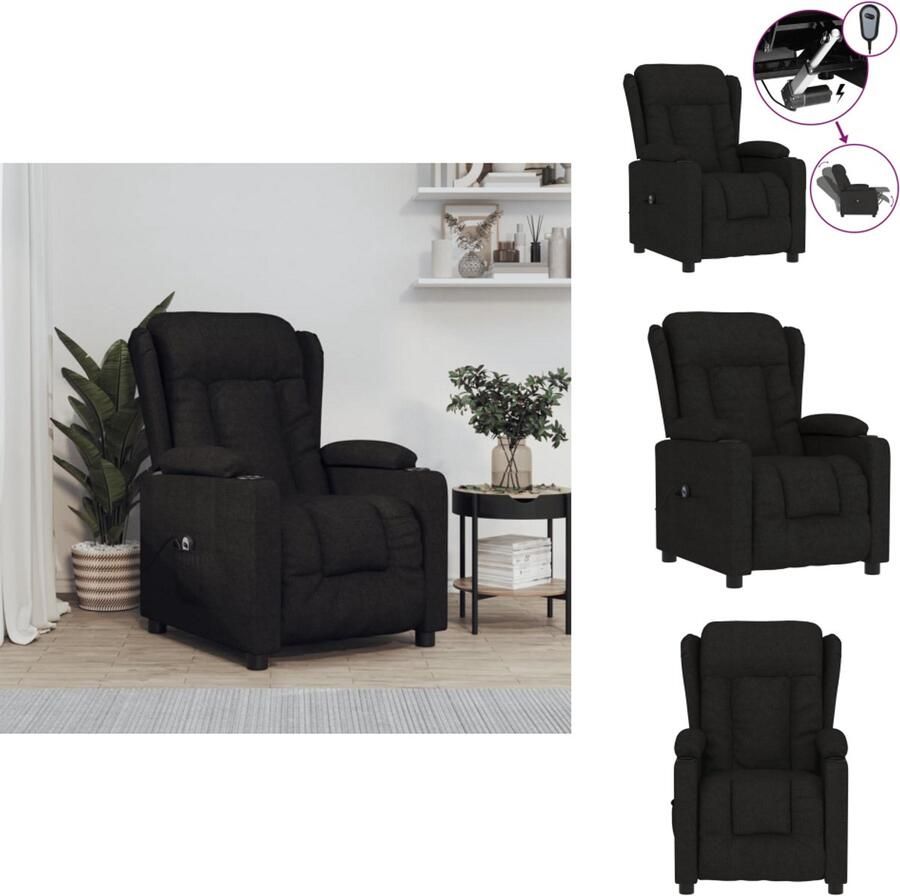 VidaXL Fauteuil Fauteuils Leunstoel Armstoel Fauteuil verstelbaar elektrisch stof zwart