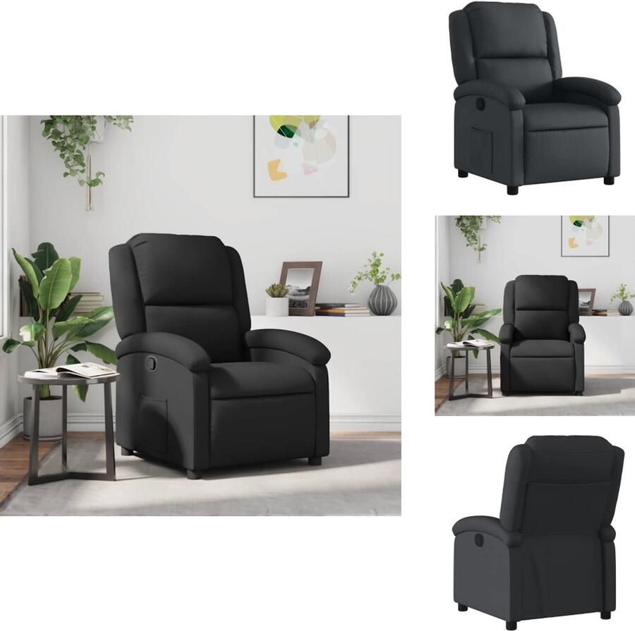 VidaXL Fauteuil Fauteuils Leunstoel Relaxfauteuil Fauteuil echt leer zwart
