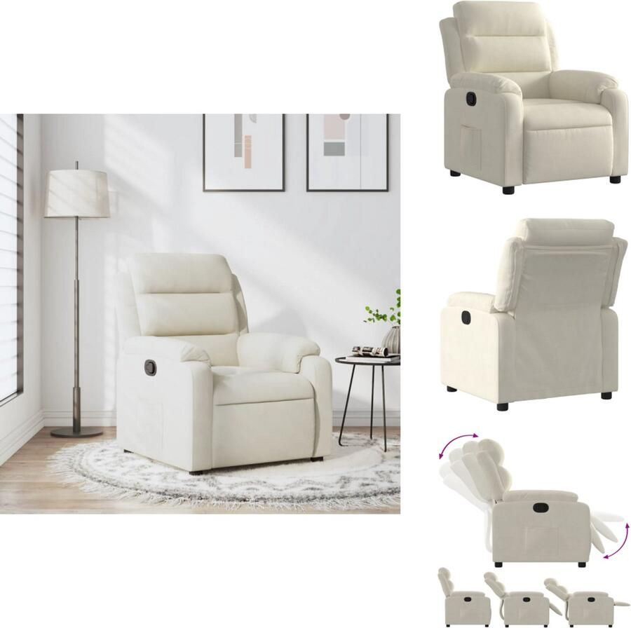 VidaXL Fauteuil Fauteuils Leunstoel Relaxfauteuil Fauteuil verstelbaar fluweel crèmekleurig