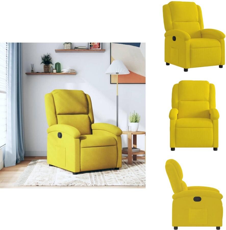 VidaXL Fauteuil Fauteuils Leunstoel Relaxfauteuil Fauteuil verstelbaar fluweel geel