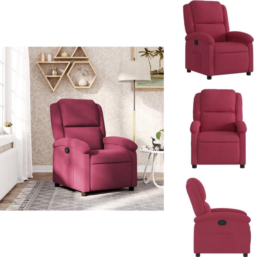 VidaXL Fauteuil Fauteuils Leunstoel Relaxfauteuil Fauteuil verstelbaar fluweel wijnrood