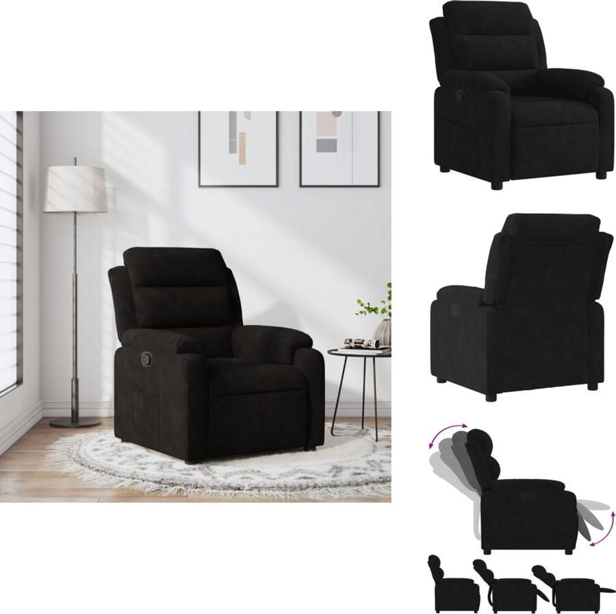 VidaXL Fauteuil Fauteuils Leunstoel Relaxfauteuil Fauteuil verstelbaar fluweel zwart