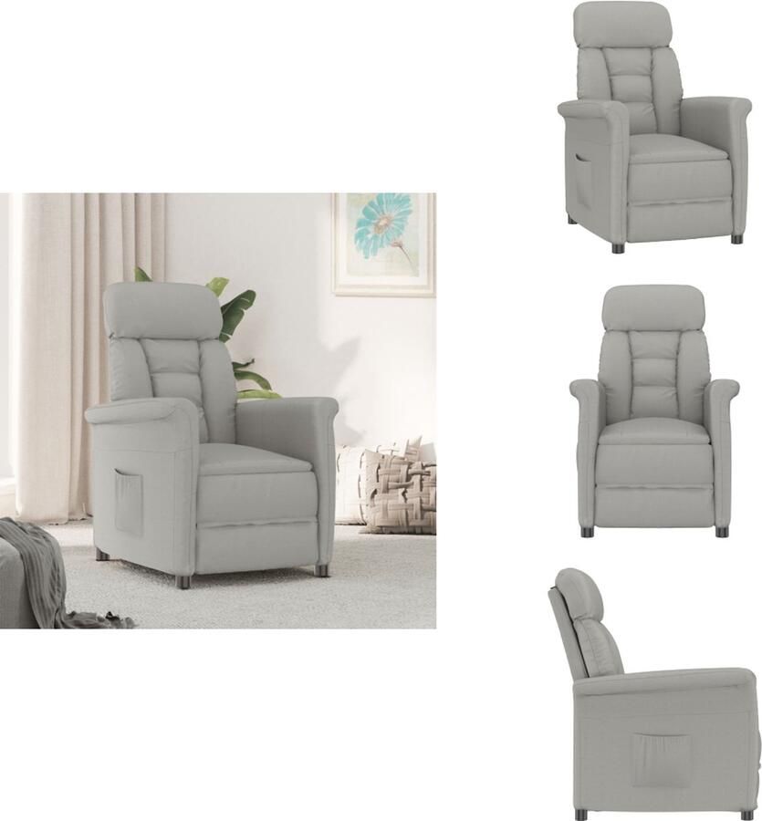 VidaXL Fauteuil Fauteuils Leunstoel Relaxfauteuil Fauteuil verstelbaar kunstsuèdeleer lichtgrijs