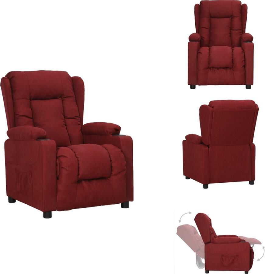 VidaXL verstelbare fauteuil Luxe Stoel Afmeting- 72.5 x 96 x 99.5 cm Ken- 2 bekerhouders Fauteuil