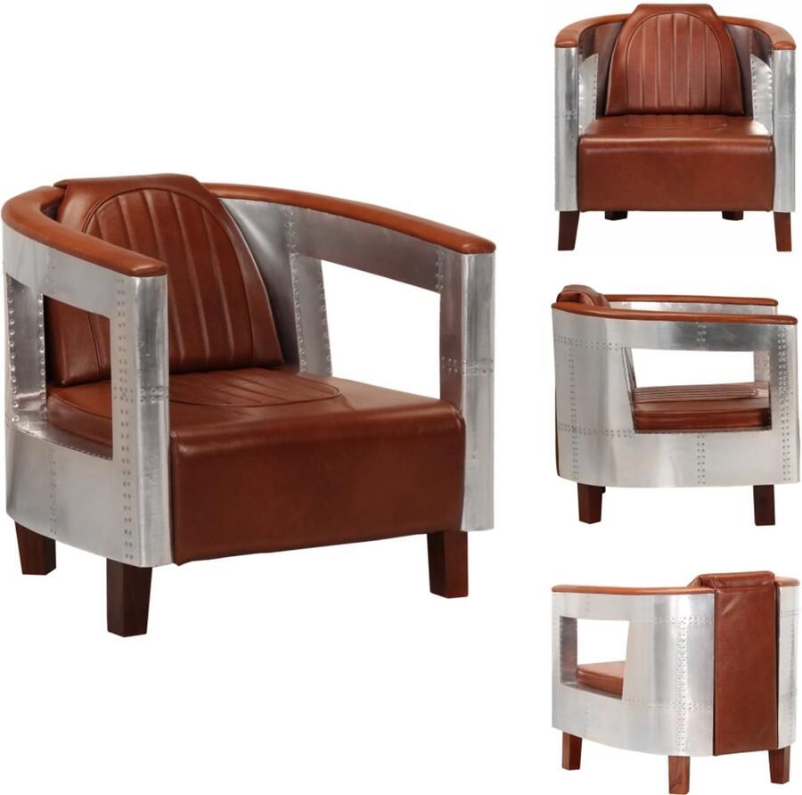 VidaXL Fauteuil Fauteuils Relaxbank Relaxbanken Fauteuil luchtvaartstijl echt leer bruin