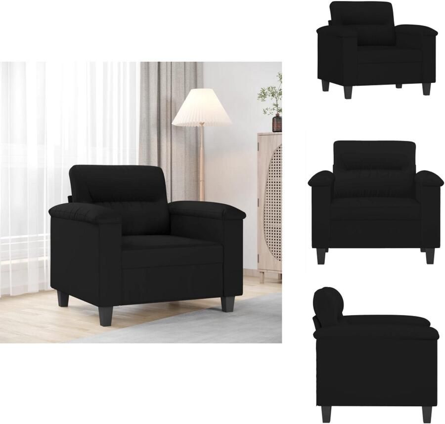 VidaXL Fauteuil Fauteuils Relaxfauteuil Leunstoel Fauteuil 60 cm microvezelstof zwart