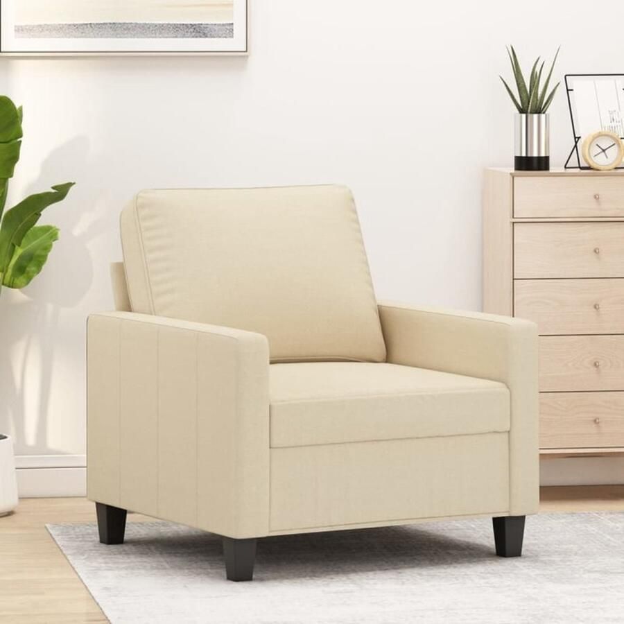 VidaXL Fauteuil 60 cm stof crèmekleurig
