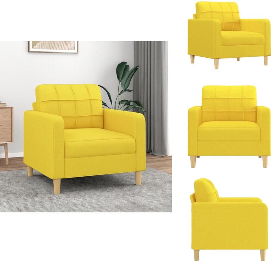 VidaXL Fauteuil Fauteuils Relaxfauteuil Leunstoel Fauteuil 60 cm stof lichtgeel