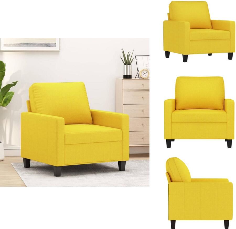 VidaXL Fauteuil Fauteuils Relaxfauteuil Leunstoel Fauteuil 60 cm stof lichtgeel
