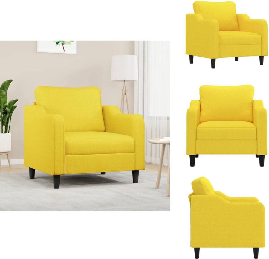 VidaXL Fauteuil Fauteuils Relaxfauteuil Leunstoel Fauteuil 60 cm stof lichtgeel - Foto 2
