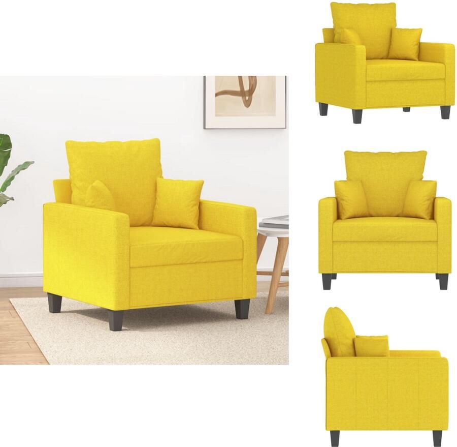 VidaXL Fauteuil Fauteuils Relaxfauteuil Leunstoel Fauteuil 60 cm stof lichtgeel