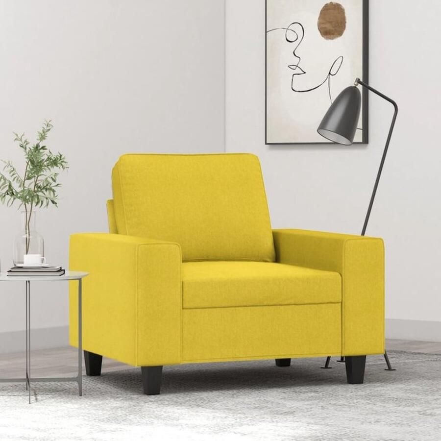 VidaXL Fauteuil 60 cm stof lichtgeel