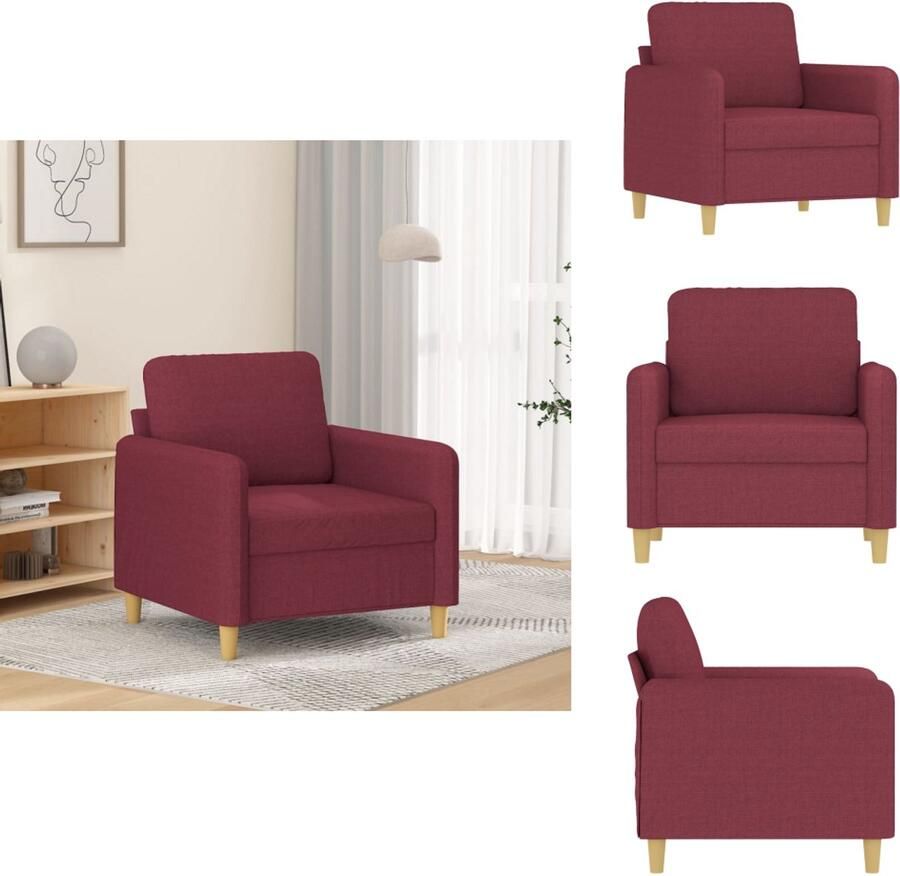 VidaXL Fauteuil Fauteuils Relaxfauteuil Leunstoel Fauteuil 60 cm stof wijnrood - Foto 2