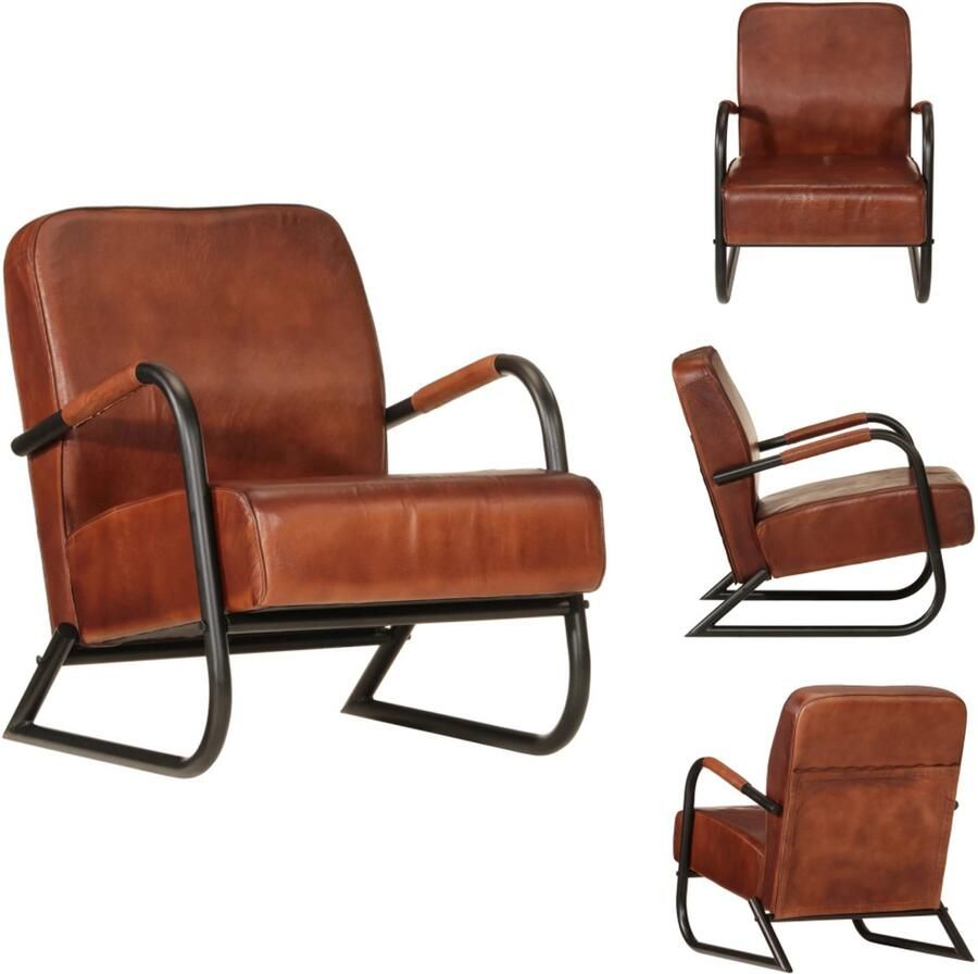 VidaXL Fauteuil Fauteuils Relaxfauteuil Leunstoel Fauteuil echt leer bruin