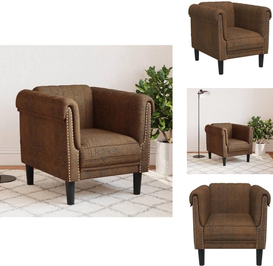 VidaXL Fauteuil Fauteuils Relaxfauteuil Leunstoel Fauteuil kunstsuède bruin