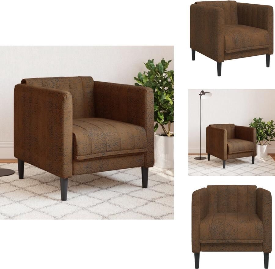 VidaXL Fauteuil Fauteuils Relaxfauteuil Leunstoel Fauteuil kunstsuède bruin - Foto 2