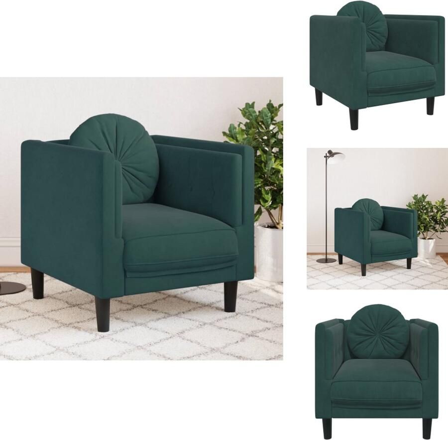 VidaXL Fauteuil Fauteuils Relaxfauteuil Leunstoel Fauteuil met kussen fluweel donkergroen