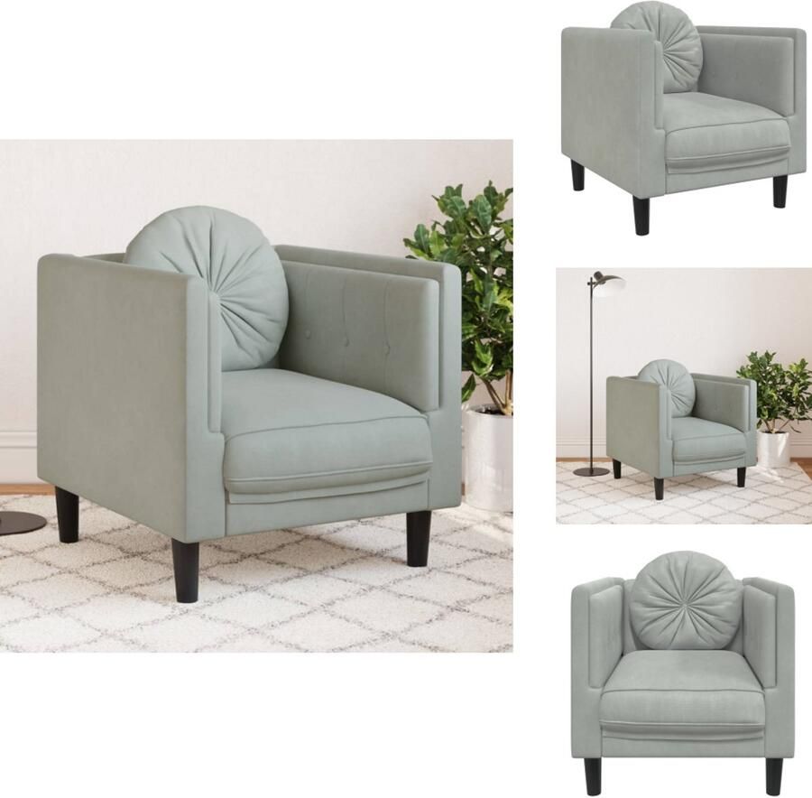 VidaXL Fauteuil Fauteuils Relaxfauteuil Leunstoel Fauteuil met kussen fluweel lichtgrijs