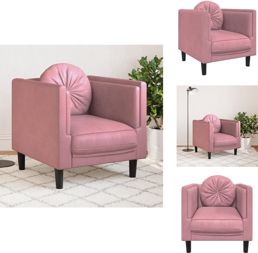 VidaXL Fauteuil met kussen Fluweel Roze Fauteuil Fluweel Stoffen Fauteuil Roze Fauteuil Lounge Stoel Relaxstoel - Foto 2