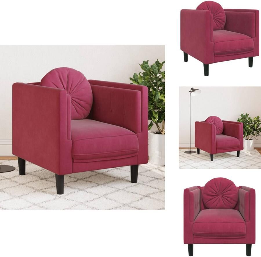 VidaXL Fauteuil Fauteuils Relaxfauteuil Leunstoel Fauteuil met kussen fluweel wijnrood