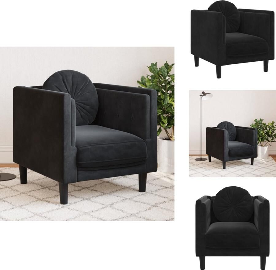 VidaXL Fauteuil Fauteuils Relaxfauteuil Leunstoel Fauteuil met kussen fluweel zwart