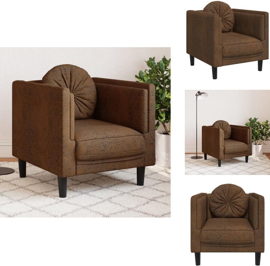 VidaXL Fauteuil Fauteuils Relaxfauteuil Leunstoel Fauteuil met kussen kunstsuède bruin