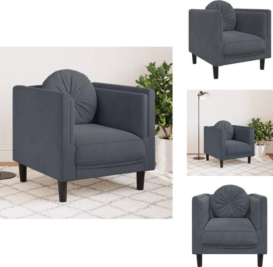 VidaXL Fauteuil Fauteuils Relaxfauteuil Leunstoel Fauteuil met kussens fluweel donkergrijs