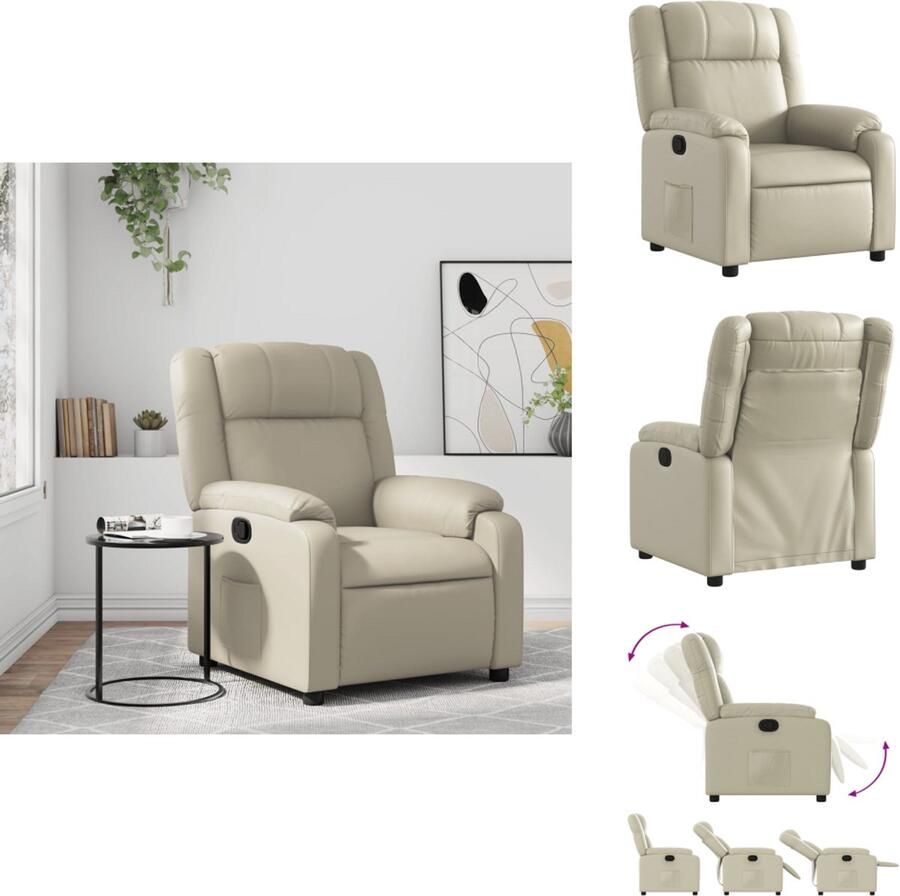 VidaXL Fauteuil Fauteuils Relaxfauteuil Leunstoel Fauteuil verstelbaar kunstleer crèmekleurig