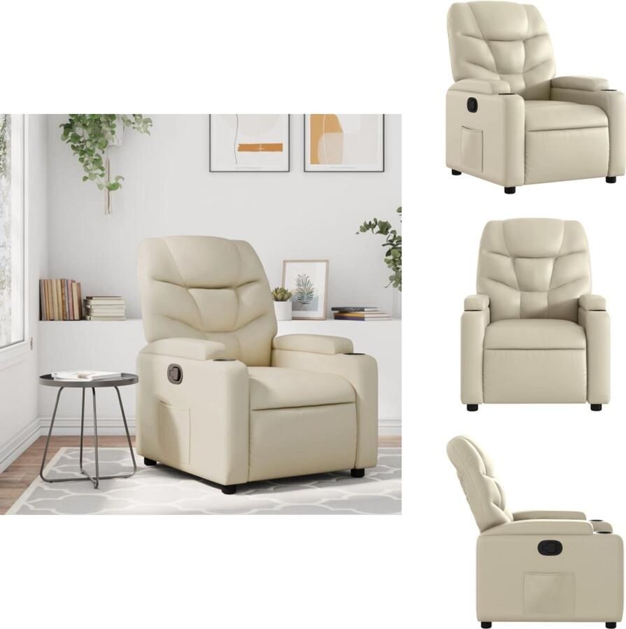 VidaXL Fauteuil Fauteuils Relaxfauteuil Leunstoel Fauteuil verstelbaar kunstleer crèmekleurig