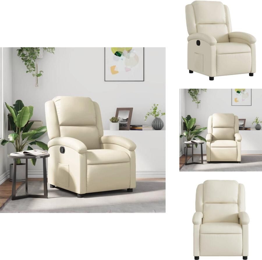 VidaXL Fauteuil Fauteuils Relaxfauteuil Leunstoel Fauteuil verstelbaar kunstleer crèmekleurig