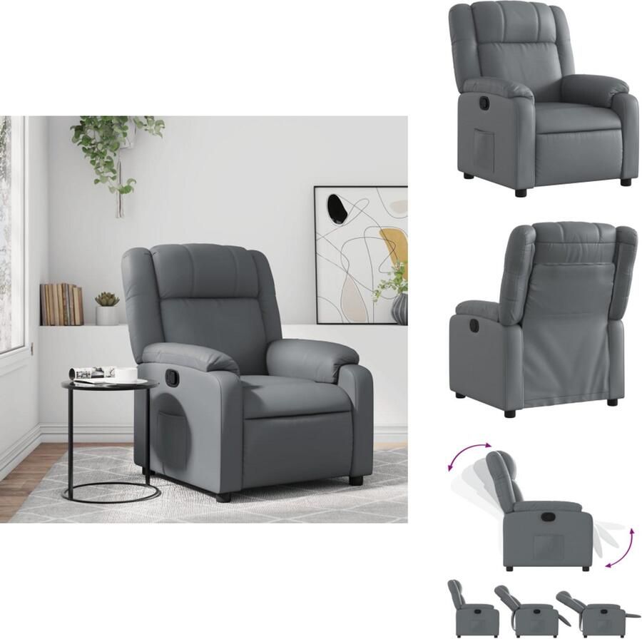 VidaXL Fauteuil Fauteuils Relaxfauteuil Leunstoel Fauteuil verstelbaar kunstleer grijs