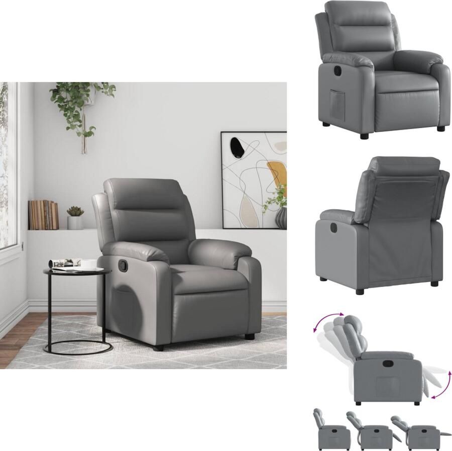 VidaXL Fauteuil Fauteuils Relaxfauteuil Leunstoel Fauteuil verstelbaar kunstleer grijs