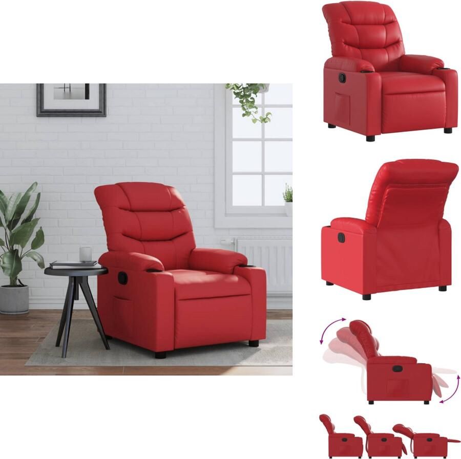 VidaXL Fauteuil Fauteuils Relaxfauteuil Leunstoel Fauteuil verstelbaar kunstleer rood - Foto 2