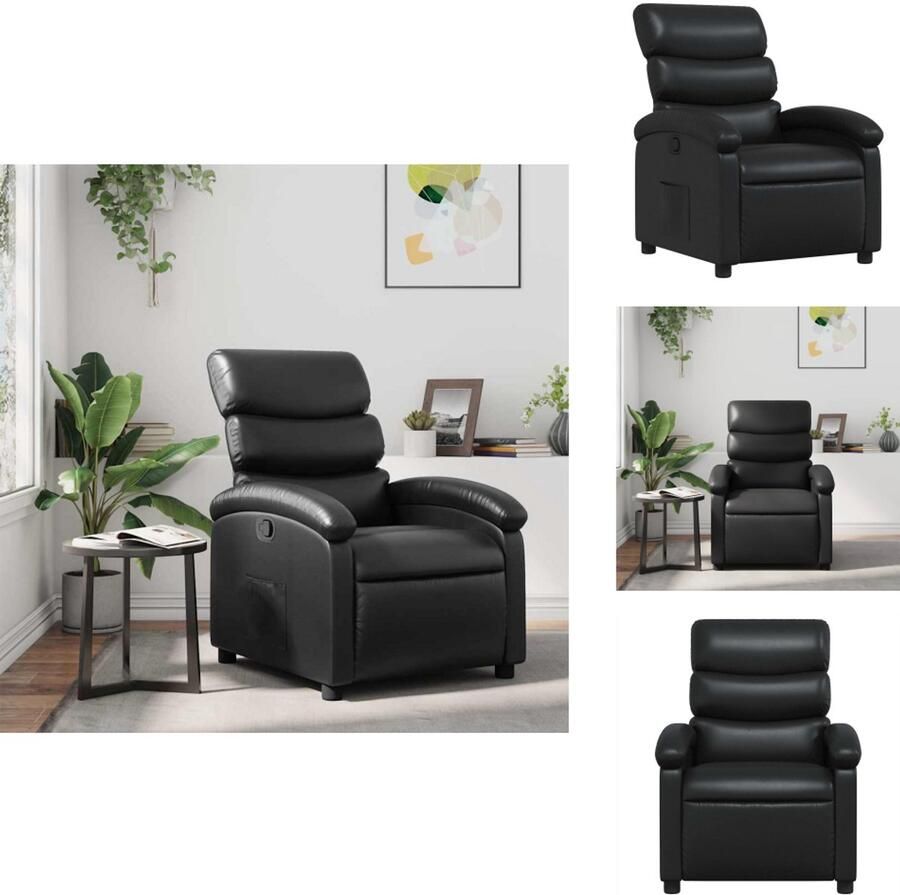 VidaXL Fauteuil Fauteuils Relaxfauteuil Leunstoel Fauteuil verstelbaar kunstleer zwart - Foto 2