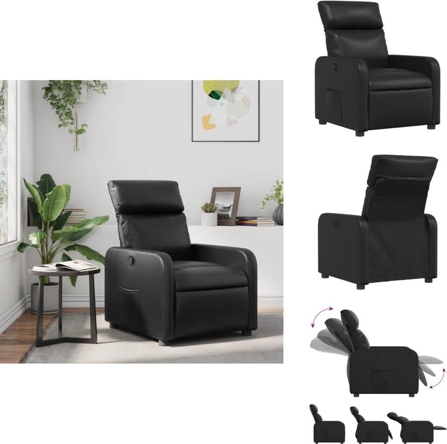 VidaXL Fauteuil Fauteuils Relaxfauteuil Leunstoel Fauteuil verstelbaar kunstleer zwart