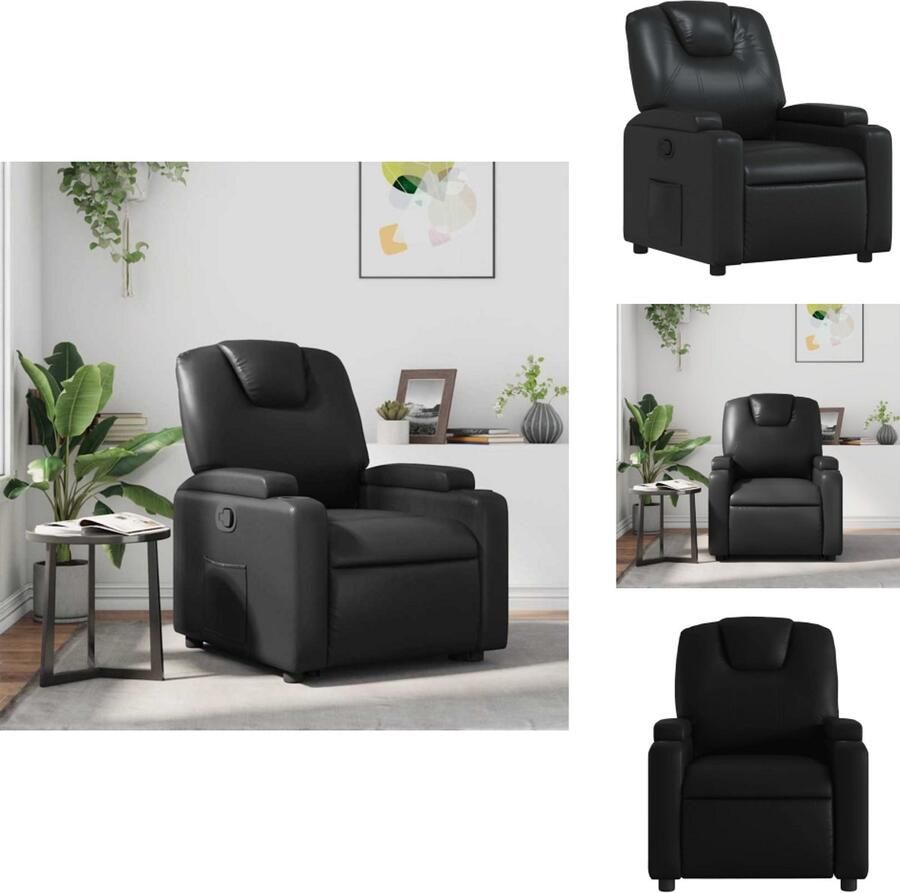 VidaXL Fauteuil Fauteuils Relaxfauteuil Leunstoel Fauteuil verstelbaar kunstleer zwart - Foto 2