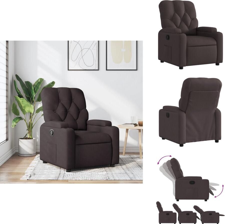 VidaXL Fauteuil Fauteuils Relaxfauteuil Leunstoel Fauteuil verstelbaar stof donkerbruin