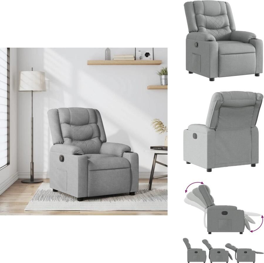 VidaXL Fauteuil Fauteuils Relaxfauteuil Leunstoel Fauteuil verstelbaar stof lichtgrijs
