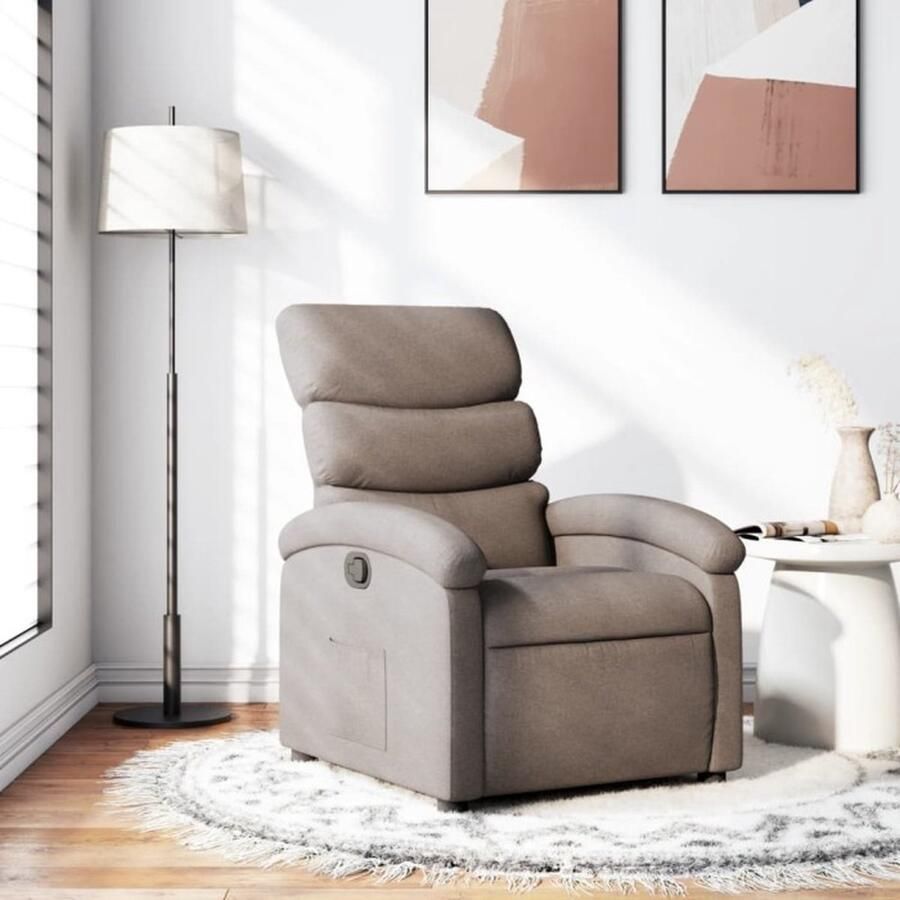 VidaXL Fauteuil Fauteuils Relaxfauteuil Leunstoel Fauteuil verstelbaar stof taupe - Foto 2