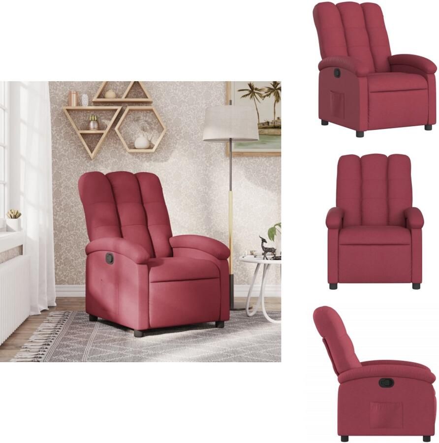 VidaXL Fauteuil Fauteuils Relaxfauteuil Leunstoel Fauteuil verstelbaar stof wijnrood